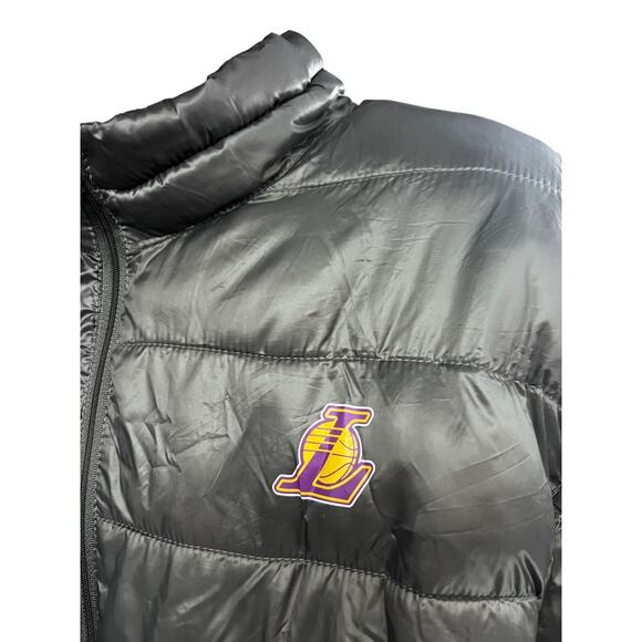 Fanatics Los Angeles Lakers NBA Mens Gray Puffer Zip Up Jacket 2XL Pockets Logo - Picture 7 of 12